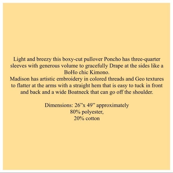 MADISON-Embroidered Pullover Poncho Top - Picture 5 of 5